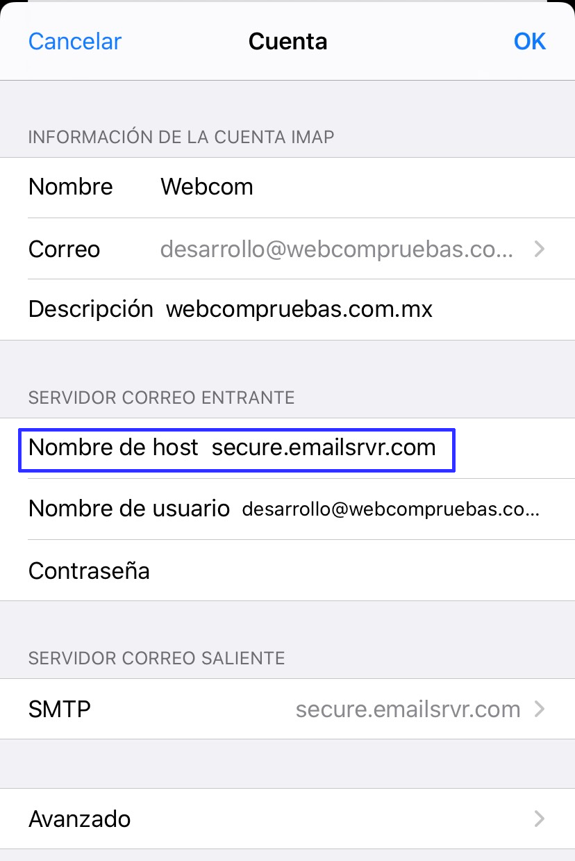 Corregir Configuracion Iphone Para Cuentas De Correo Spacemail Centro De Ayuda